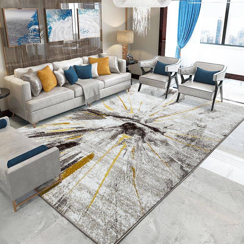 Tapis moderne rectangle gris style Shen - vue 3 sur 4