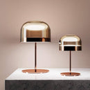 Lampe à poser design LED en métal avec abat-jour en verre style Mushroom