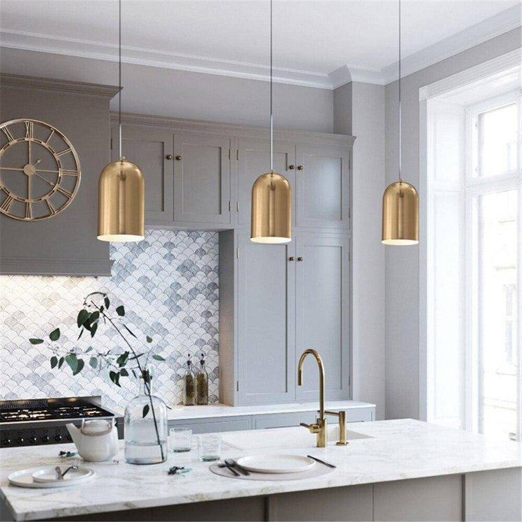 Suspension design LED avec cylindre doré arrondi Loft