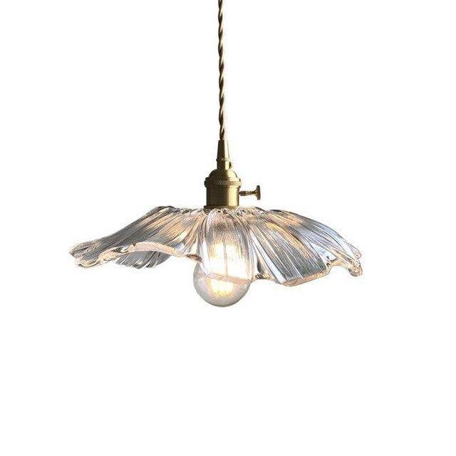 Suspension rétro LED avec abat-jour en verre style flowers