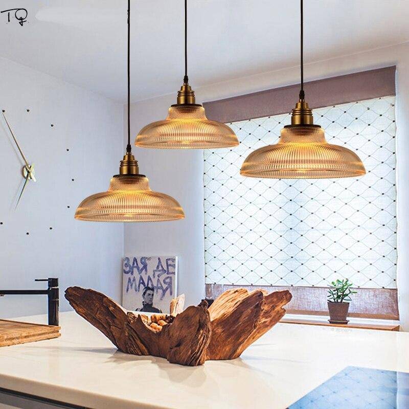 Suspension design LED avec abat-jour arrondi style rétro Tequio
