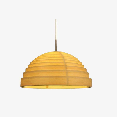 Suspension LED avec abat-jour arrondi en tissu style japonais