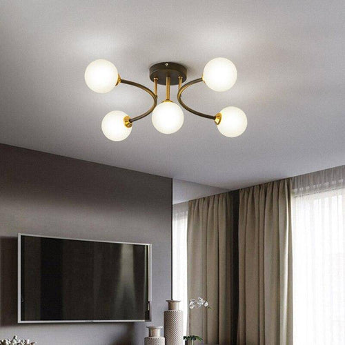 Lustre design à LED en métal avec plusieurs boules en verre Creative