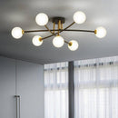 Lustre design à LED en métal avec plusieurs boules en verre Creative