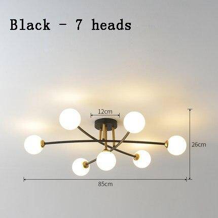 Lustre design à LED en métal avec plusieurs boules en verre Creative - vue 12 sur 15