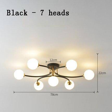 Lustre design à LED en métal avec plusieurs boules en verre Creative - vue 8 sur 15