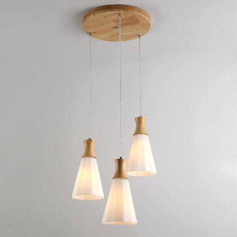 Suspension design en cône en bois à LED style japonais