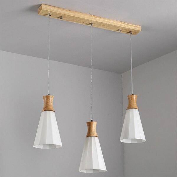 Suspension design en cône en bois à LED style japonais