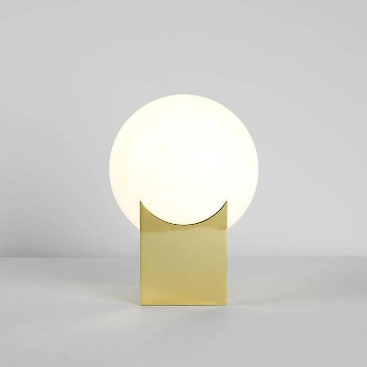 Lampe chevet boule sur support cubique