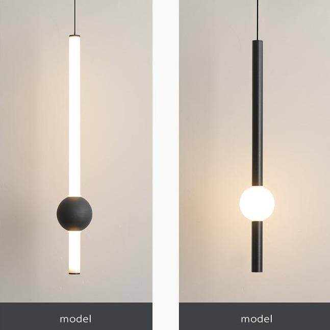 Suspension design LED cylindre avec boule en verre Mosko - vue 4 sur 5