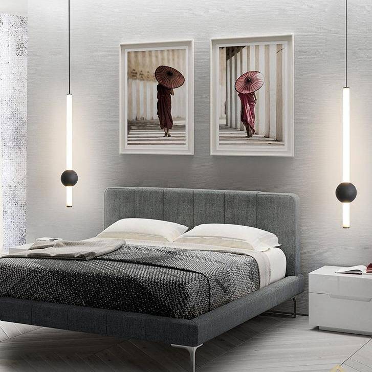 Suspension design LED cylindre avec boule en verre Mosko - vue 2 sur 5