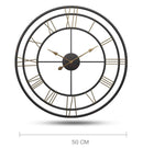Horloge murale ronde en métal avec chiffres romains 50cm European