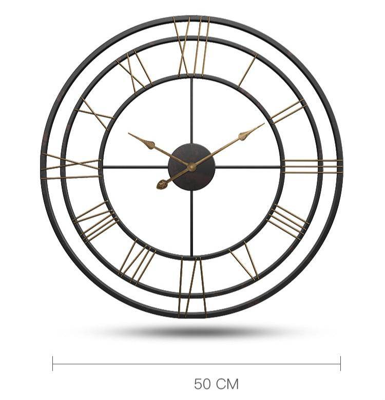 Horloge murale ronde en métal avec chiffres romains 50cm European - vue 4 sur 3