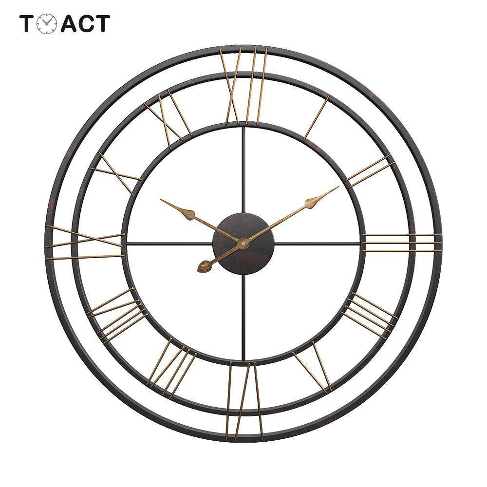 Horloge murale ronde en métal avec chiffres romains 50cm European - vue 3 sur 3