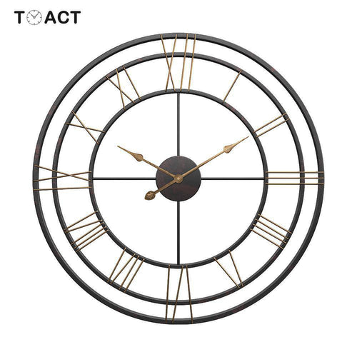 Horloge murale ronde en métal avec chiffres romains 50cm European
