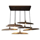 Suspension design à LED avec abat-jours en bois style Nordic
