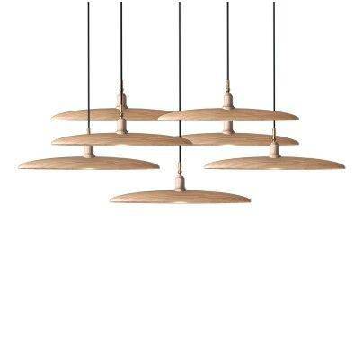 Suspension design à LED avec abat-jours en bois style Nordic - vue 15 sur 20