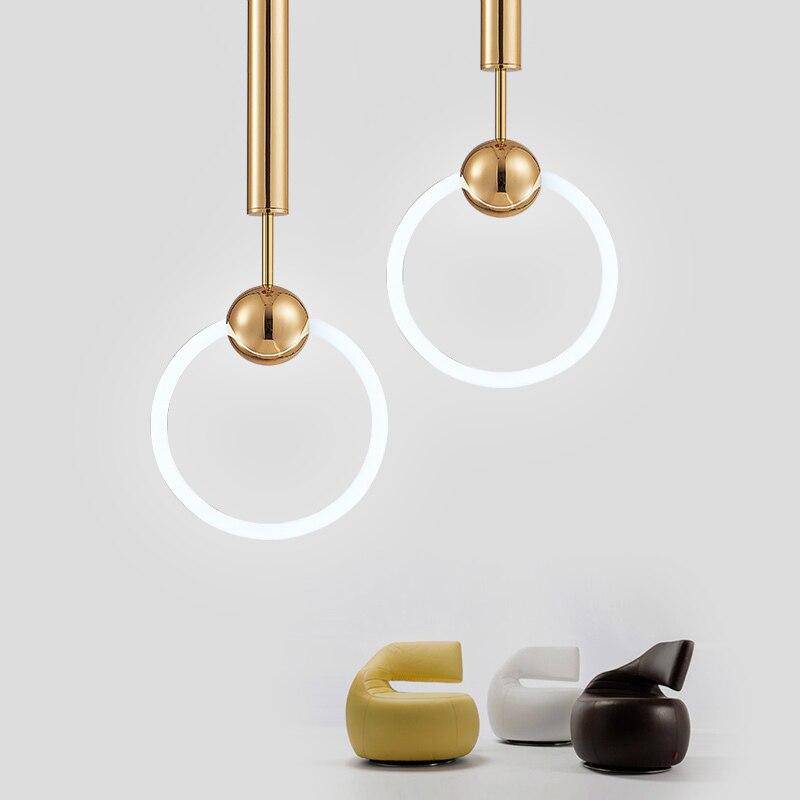Suspension design ronde à LED et support dorée Jaxlong