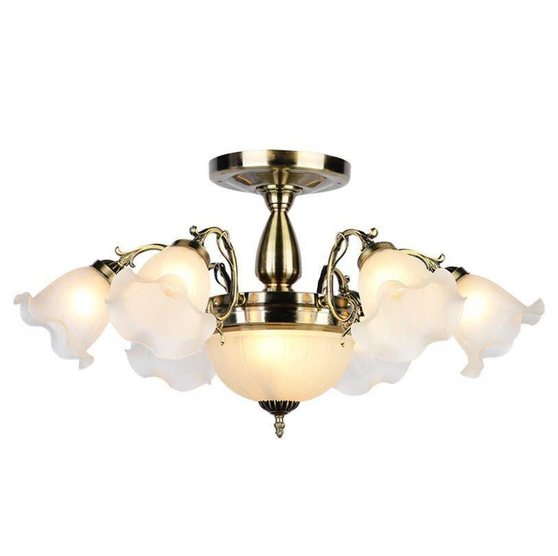 Lustre à LED avec abat-jour en fleurs