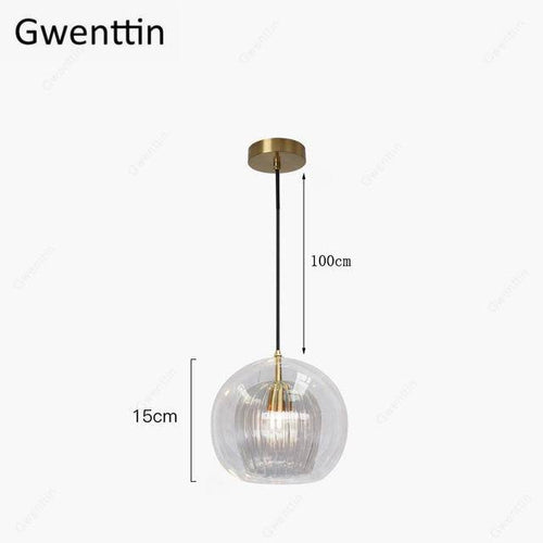 Suspension LED boule en verre avec tige dorée Modern