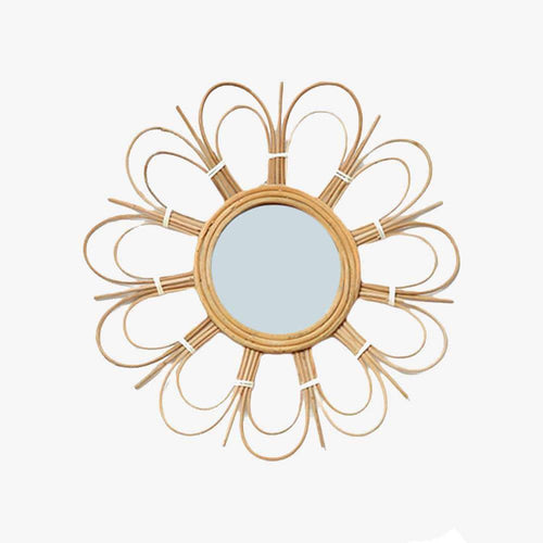 Miroir mural en rotin style soleil 40cm