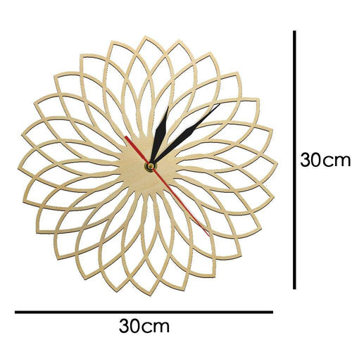 Horloge murale en bois rosace géométrique 30cm Floral
