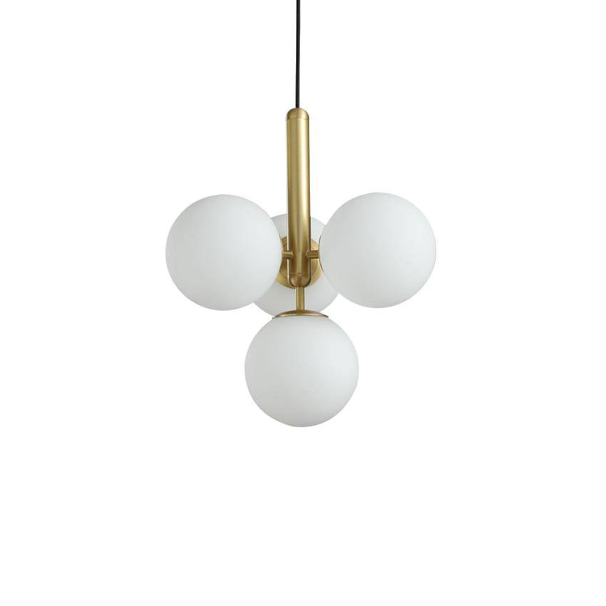 Suspension design LED avec cylindre doré et plusieurs boules en verres Fly - vue 7 sur 7