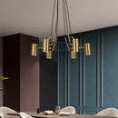 Lustre moderne et design LED avec cercle noir et spots dorés