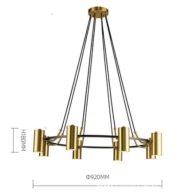 Lustre moderne et design LED avec cercle noir et spots dorés - vue 6 sur 6