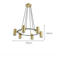 Lustre moderne et design LED avec cercle noir et spots dorés