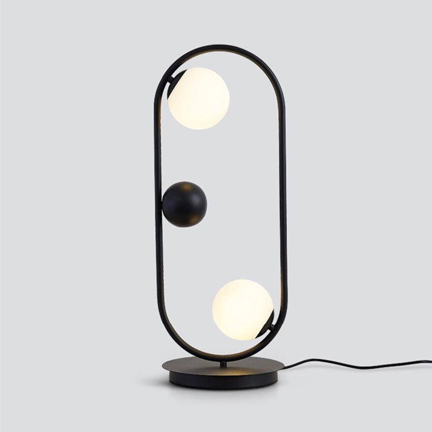 Lampe de chevet design à LED avec anneau métal et boules en verre Loft - vue 7 sur 12
