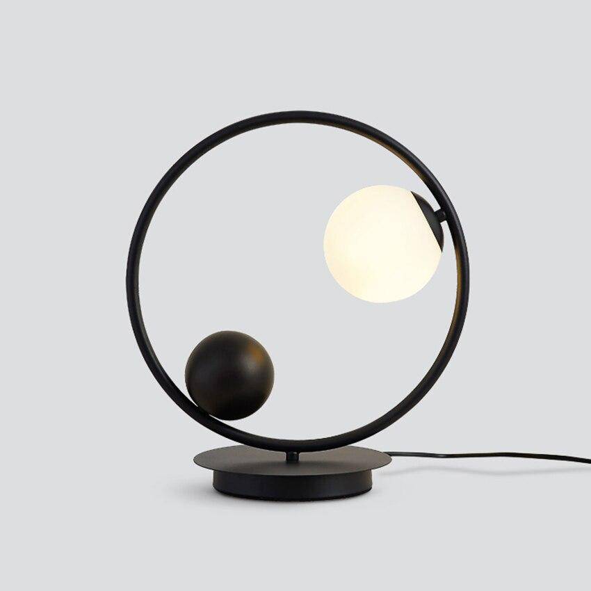 Lampe de chevet design à LED avec anneau métal et boules en verre Loft - vue 8 sur 12