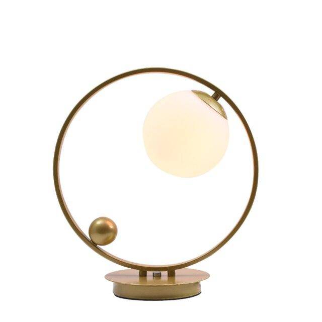 Lampe de chevet design à LED avec anneau métal et boules en verre Loft