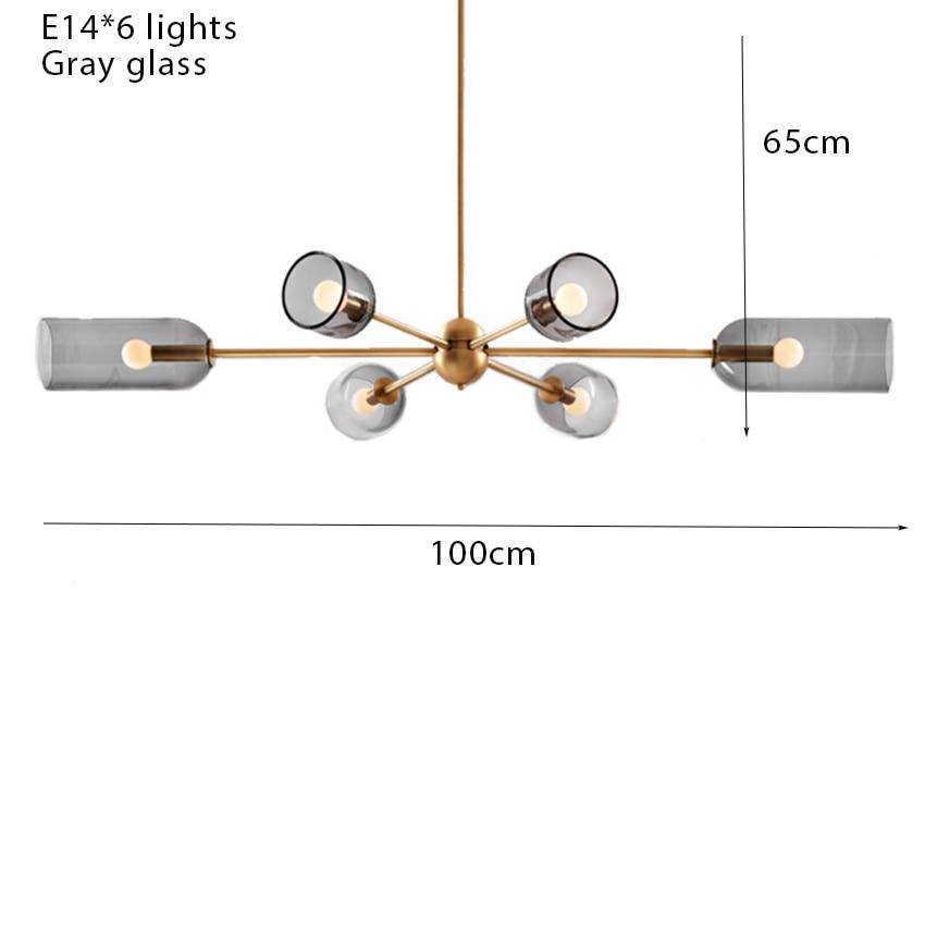 Lustre design doré et abat-jour en verre fumé Hotel - vue 8 sur 9