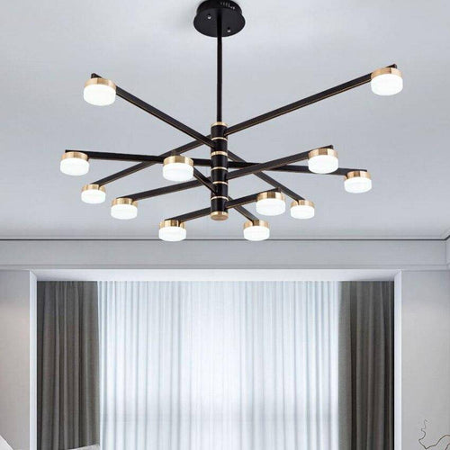 Lustre design avec bras et lampes LED dorées Living