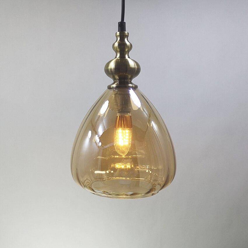 Suspension rétro LED en verre cristal colorée Coffee - vue 3 sur 7