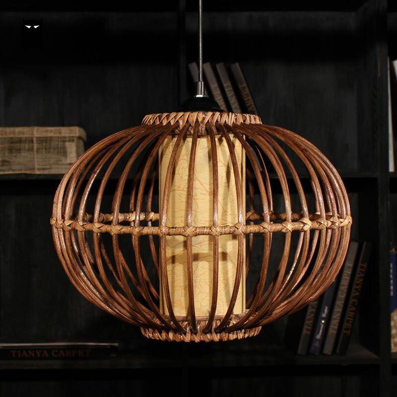 Suspension boule ovale en osier style japonais - vue 8 sur 7