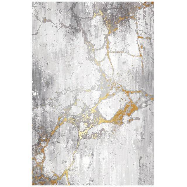 Tapis rectangle moderne gris avec arbre doré Sofa A
