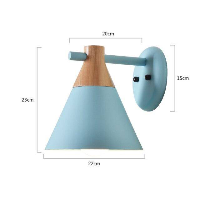 Applique murale moderne à LED en bois avec abat-jour coloré Macaron - vue 12 sur 12