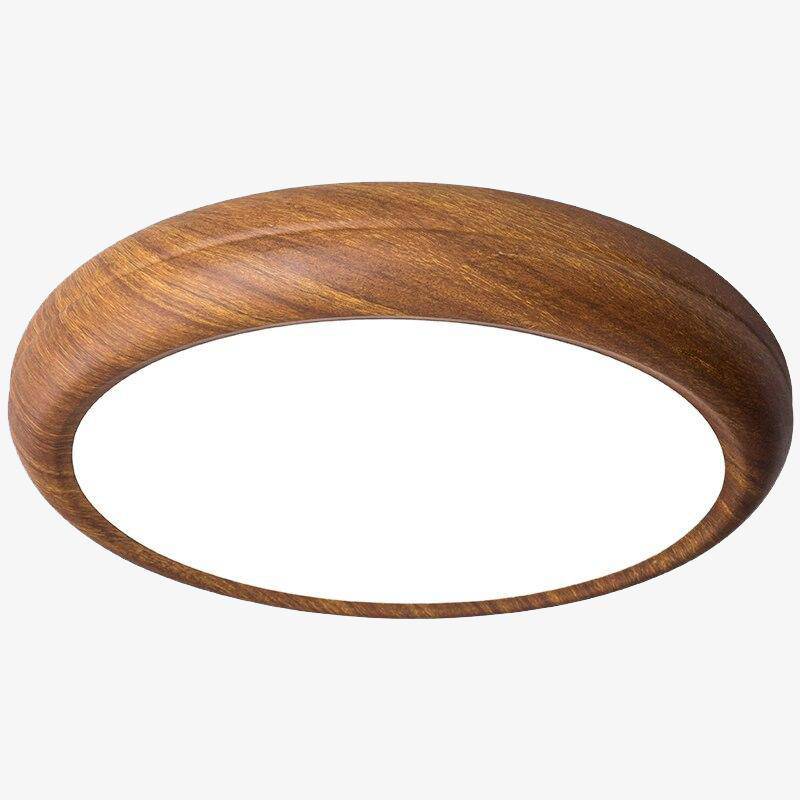 Plafonnier moderne LED rond imitation bois