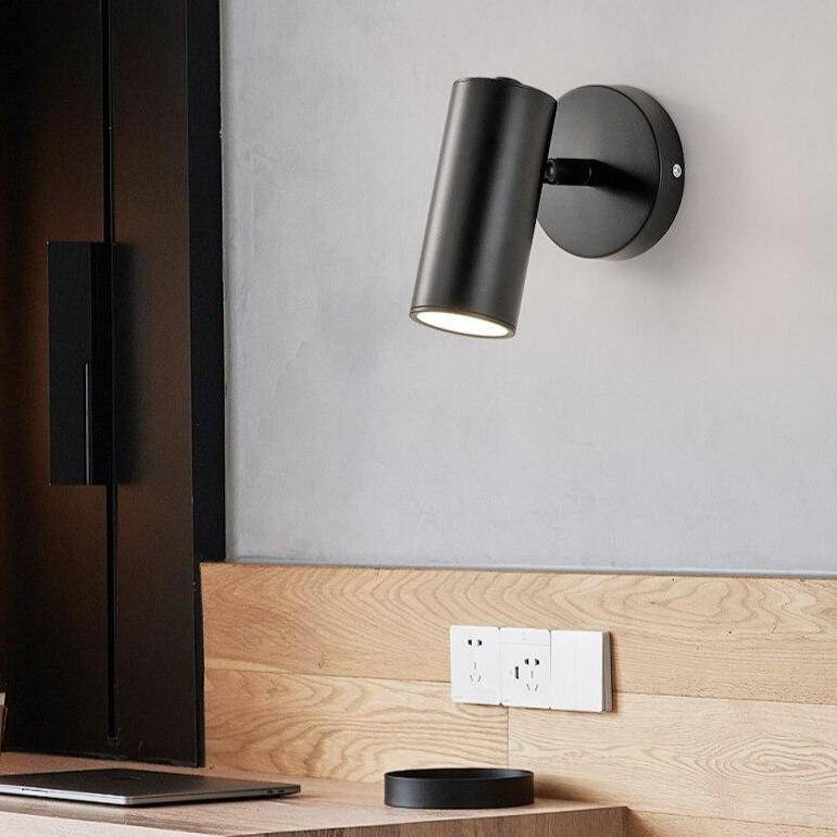 Applique murale LED avec spot cylindrique en métal doré