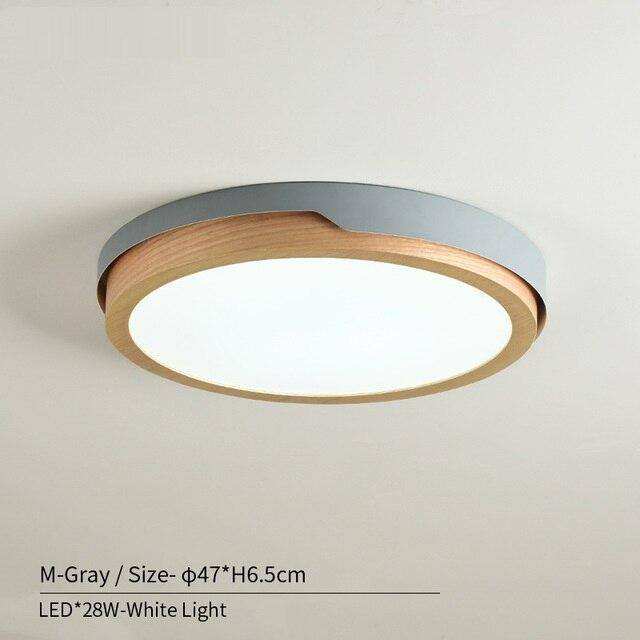 Plafonnier LED en bois et métal Nordic (plusieurs couleurs) - vue 14 sur 22