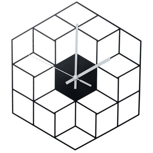 Horloge murale hexagonale en métal 40cm Cube