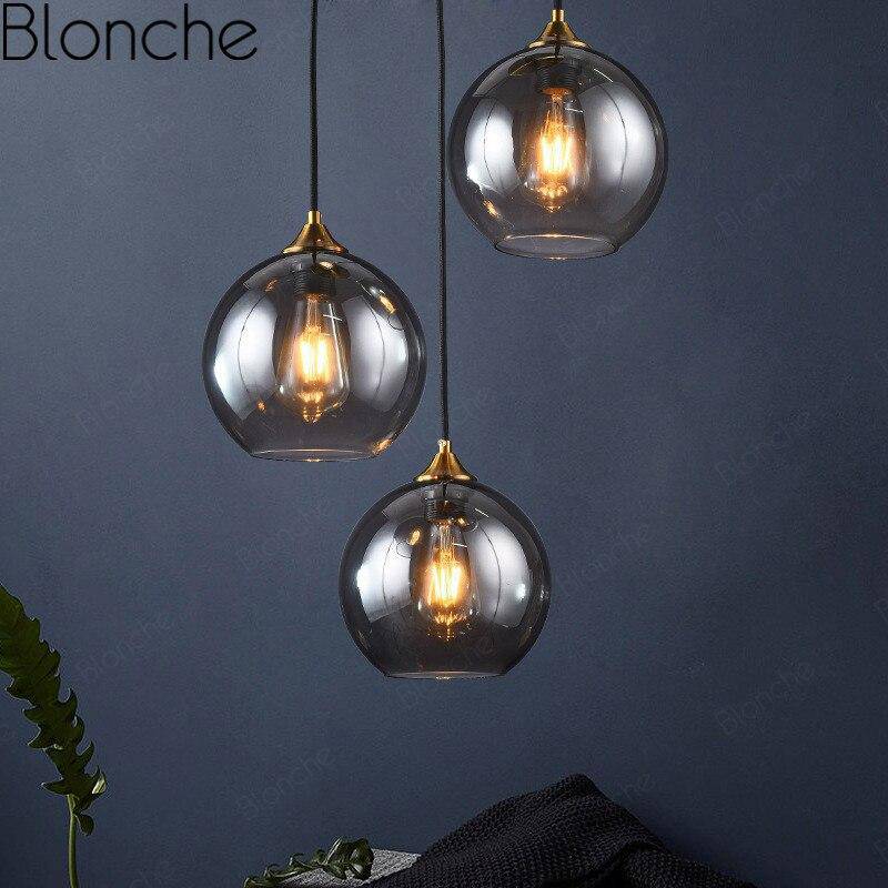 Suspension design LED avec boule en verre fumé Loft