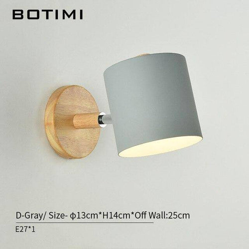 Applique murale moderne LED en bois avec abat-jour en tissu coloré
