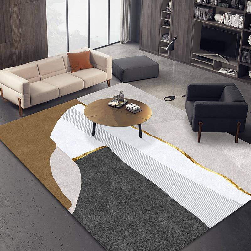 Tapis moderne rectangle style géométrique doré B - vue 3 sur 4
