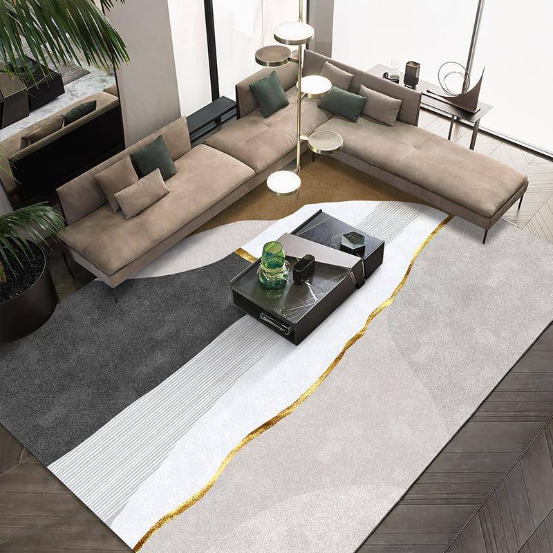Tapis moderne rectangle style géométrique doré B - vue 4 sur 4