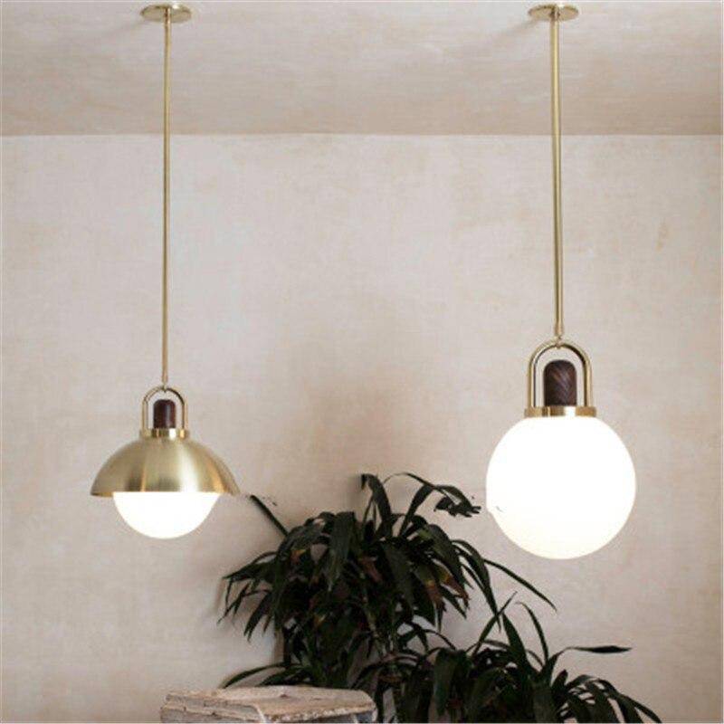 Suspension design LED boule en verre et métal doré style wood