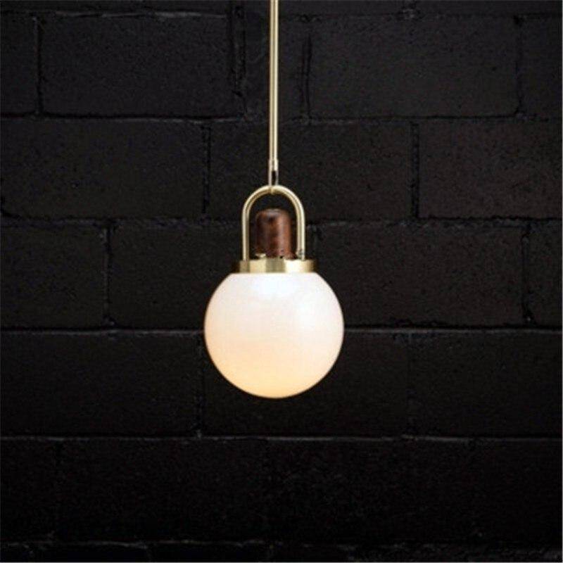 Suspension design LED boule en verre et métal doré style wood