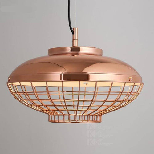 Suspension chromé style cuivre en cage Vintage